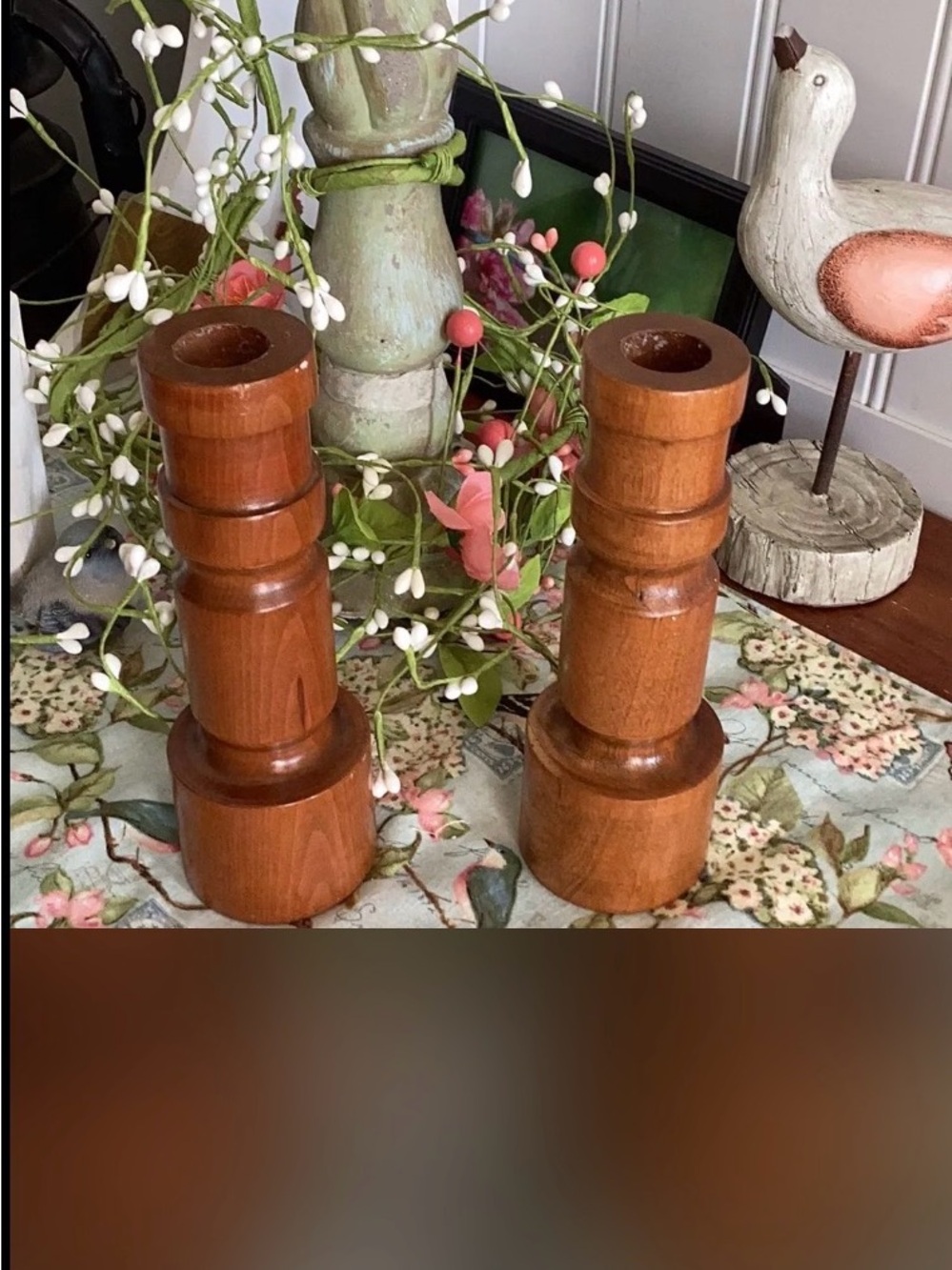 #011 Wooden Candlestick Holders - Brown Home Accents
